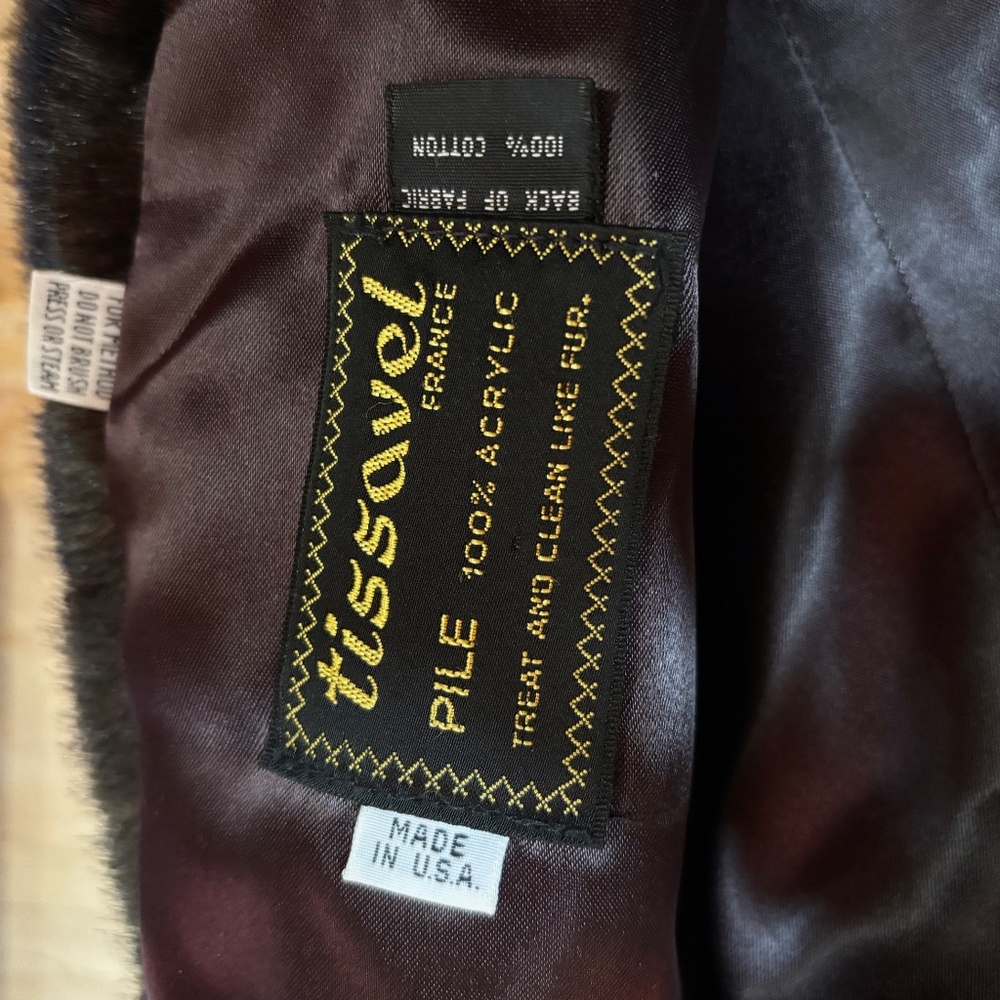 Tissavel of France Vintage Brown/Black Faux Fur Coat - Picture 5 of 8